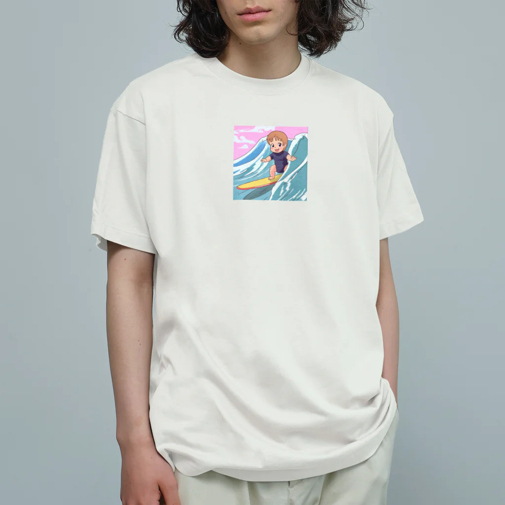 hibiking06の赤ちゃん　サーフィン Organic Cotton T-Shirt