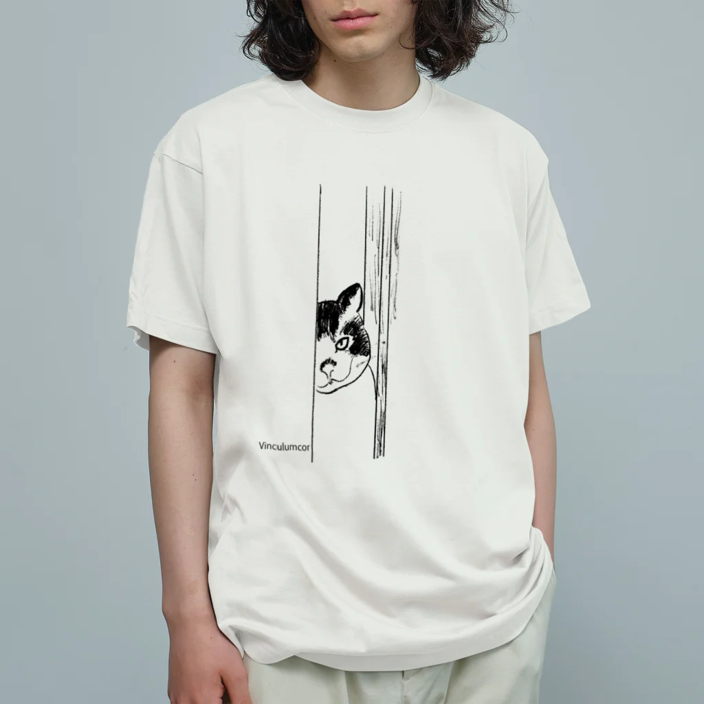 ふわりぃのジャケットから、のぞくぅ「Vinculumcorのくぅ猫」オーガニックTシャツ Organic Cotton T-Shirt