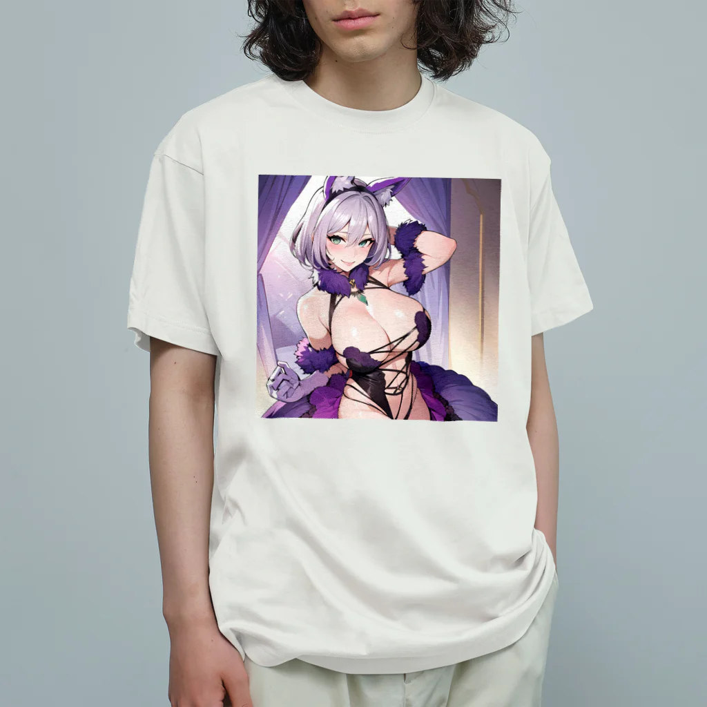 LONGSTONEの猫耳　美少女 オーガニックコットンTシャツ