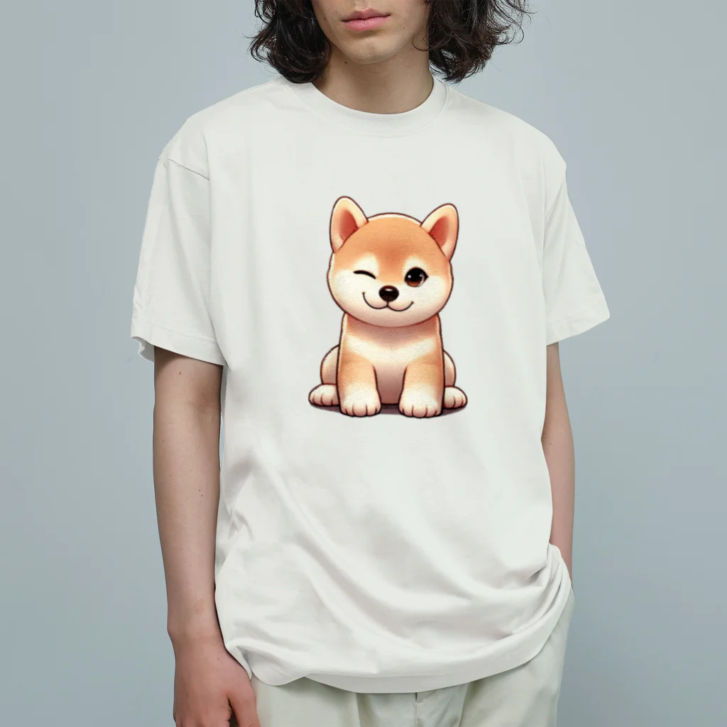 noririnoのウィンク柴 オーガニックコットンTシャツ