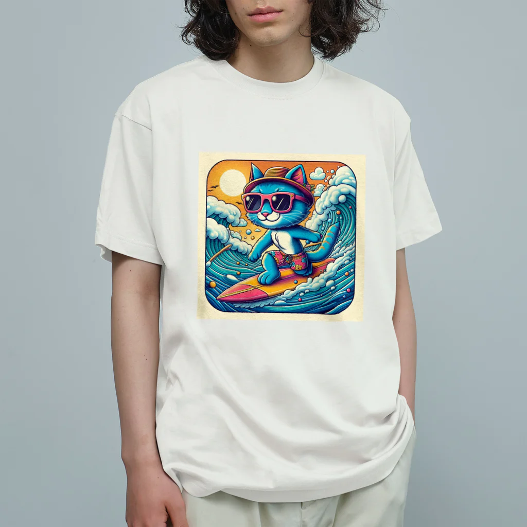 ふぇにゃんくすの猫サーファーたま Organic Cotton T-Shirt