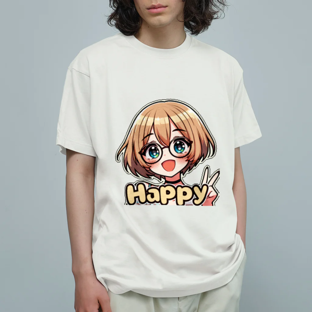 Kusareshiroの金髪ショートカット眼鏡美少女ちゃん オーガニックコットンTシャツ