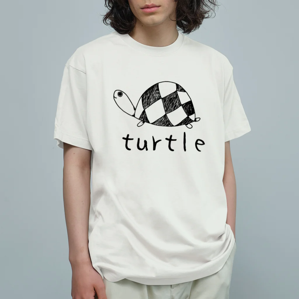 chicodeza by suzuriのturtle 可愛い手書きの亀のイラスト Organic Cotton T-Shirt