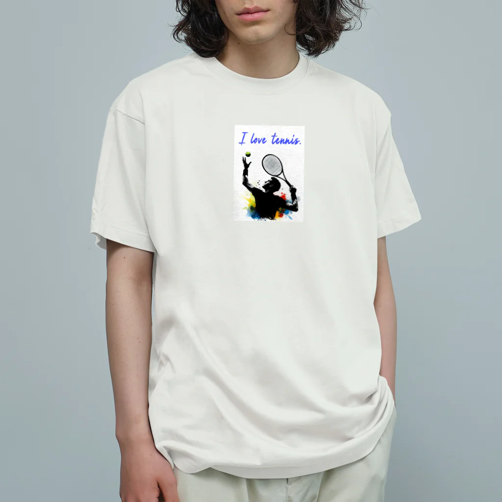 Tomohiro Shigaのお店のI love tennis. オーガニックコットンTシャツ