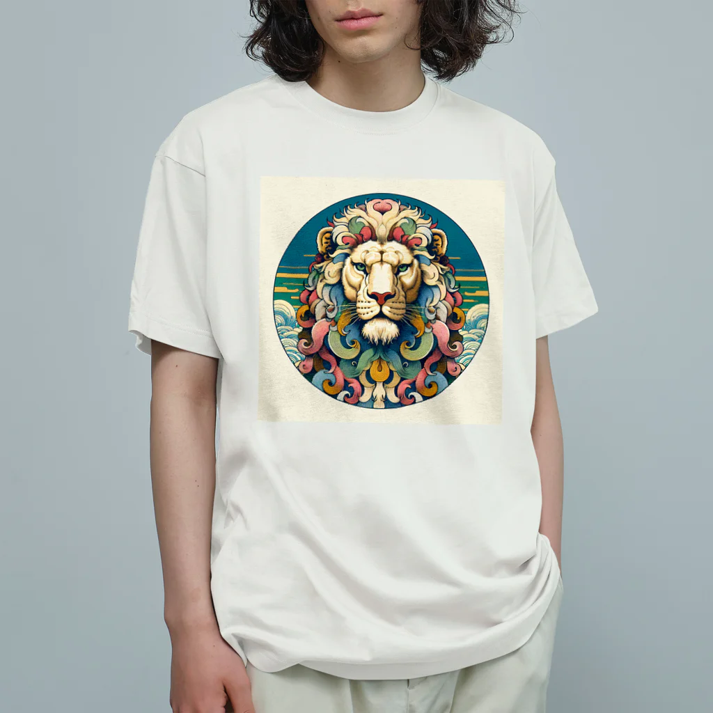 chaochao0701の浮世絵風　ライオン（顔）"Ukiyo-e style lion (face)."  "浮世繪風格的獅子（臉）。" Organic Cotton T-Shirt