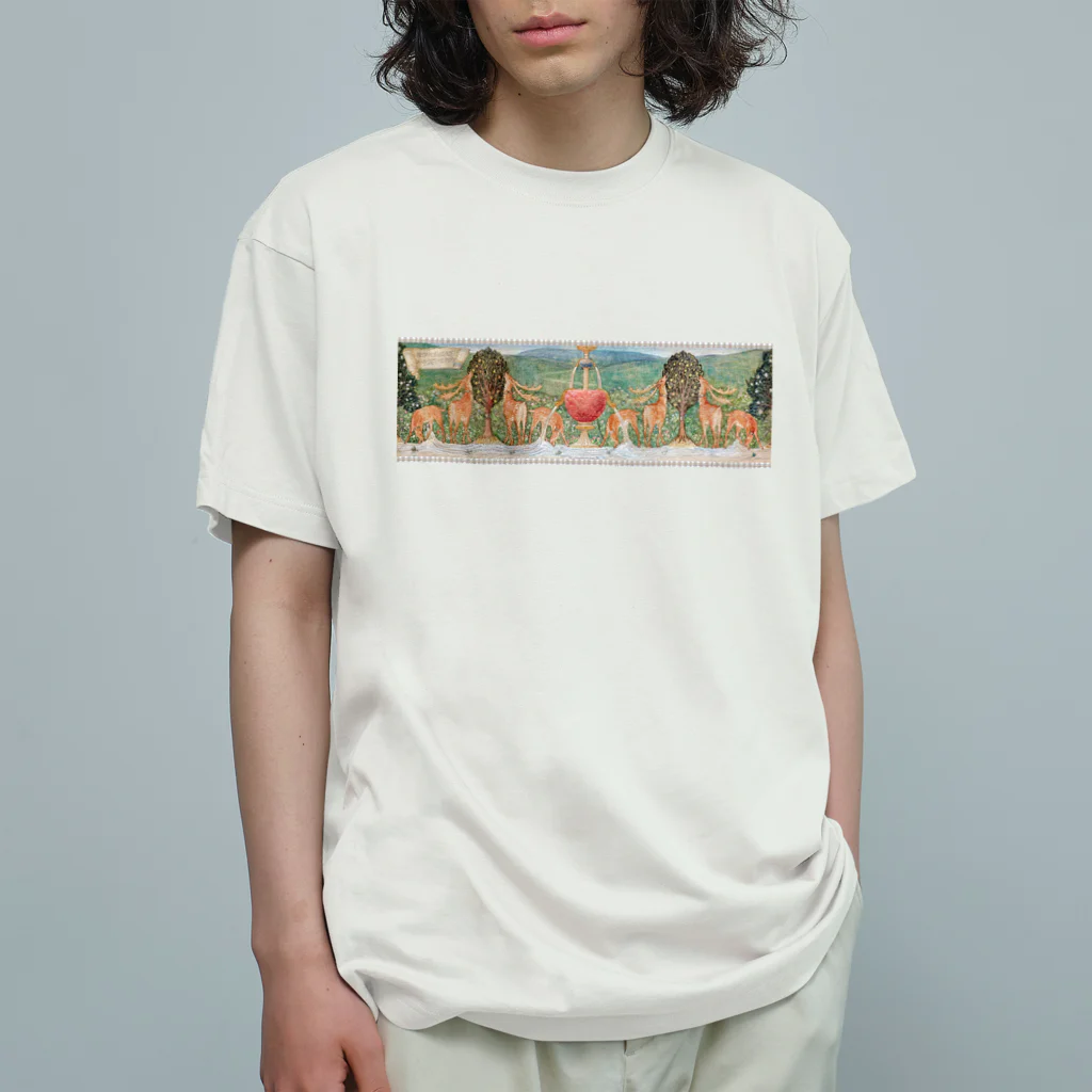 アニマル四字熟語の噴水のそばの鹿　エドワード・バーン＝ジョーンズ Organic Cotton T-Shirt