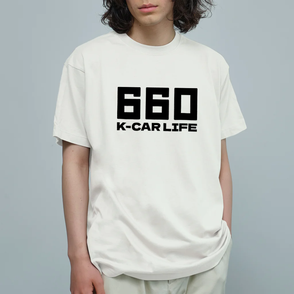 QUQU_WORKSの660軽カーライフ 軽自動車 ブラック オーガニックコットンTシャツ