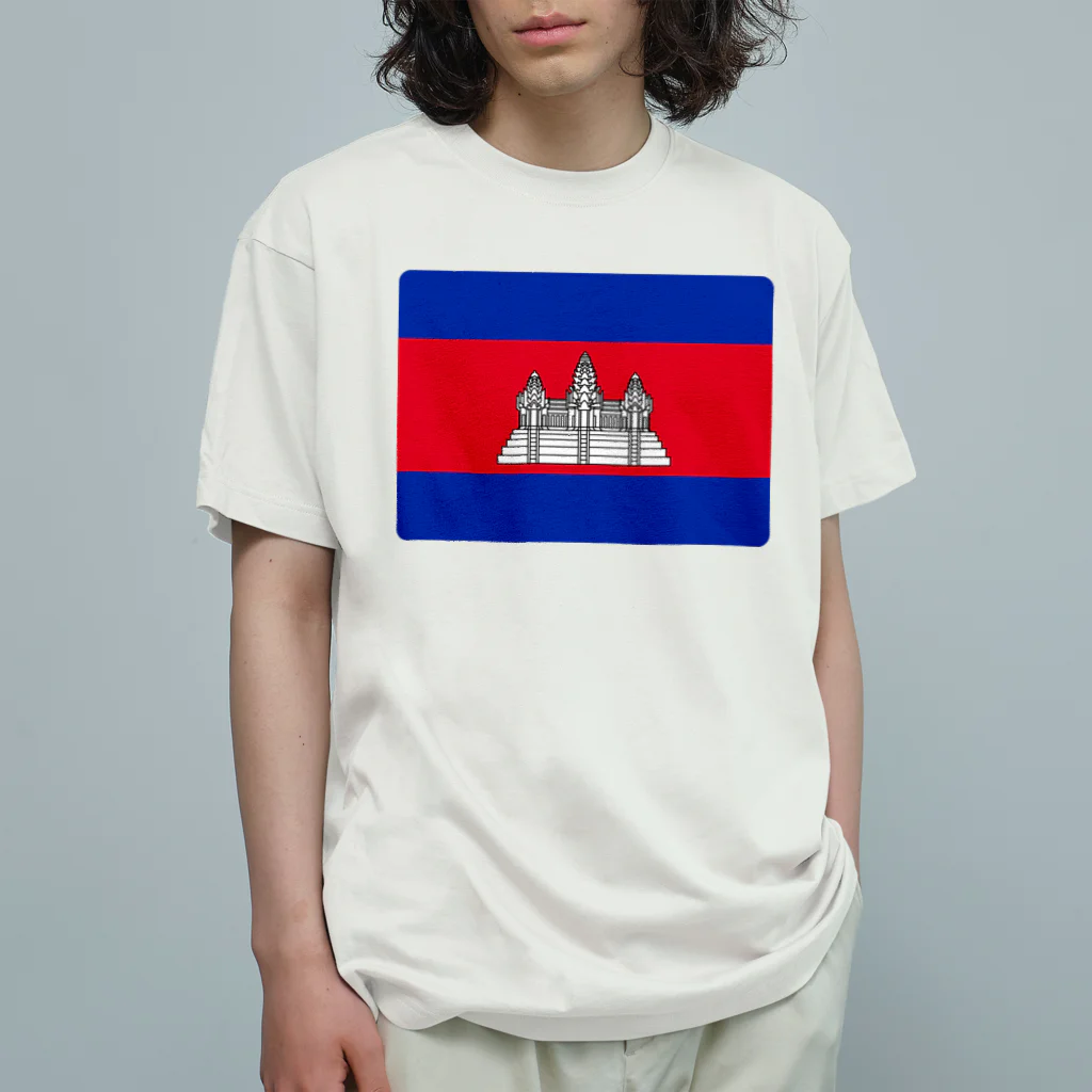 お絵かき屋さんのカンボジアの国旗 オーガニックコットンTシャツ