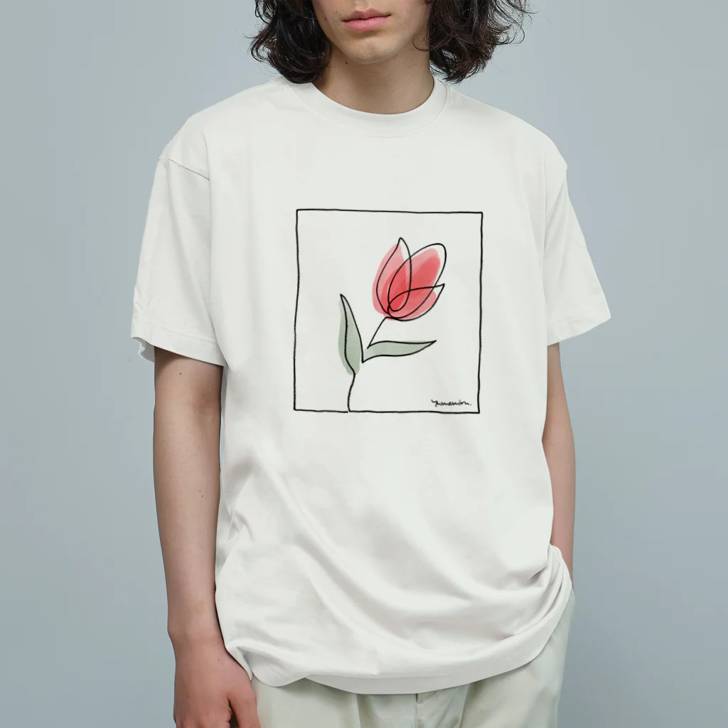 Atelier YUMEMIRU のOne Stroke Tulip 一筆書きのチューリップ Organic Cotton T-Shirt