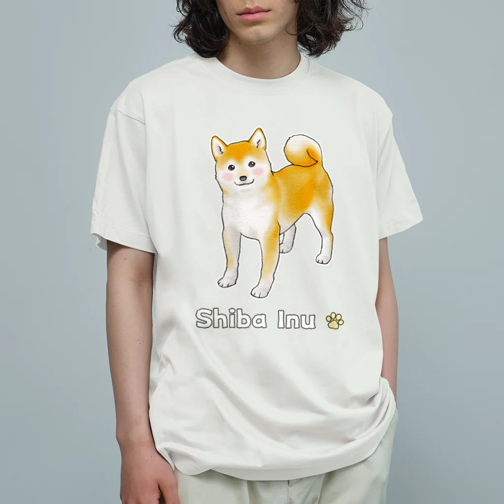 Shiba Inu Streetのちょっと照れている柴犬 オーガニックコットンTシャツ