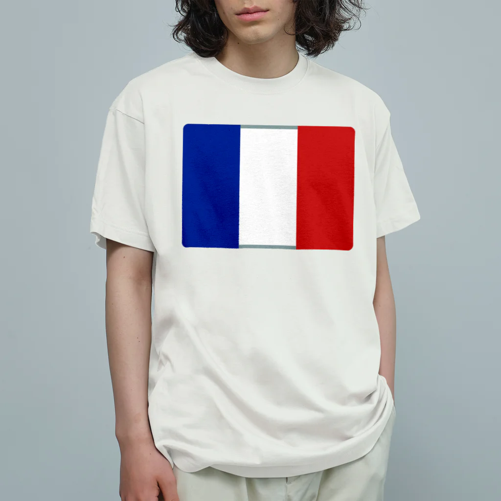 お絵かき屋さんのフランスの国旗 オーガニックコットンTシャツ