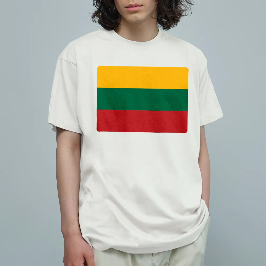 お絵かき屋さんのリトアニアの国旗 オーガニックコットンTシャツ