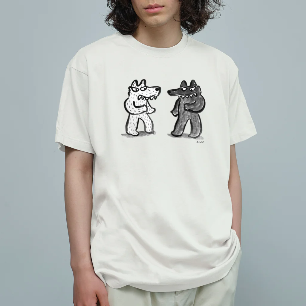 ながせたいりのオオカミにらみあい Organic Cotton T-Shirt