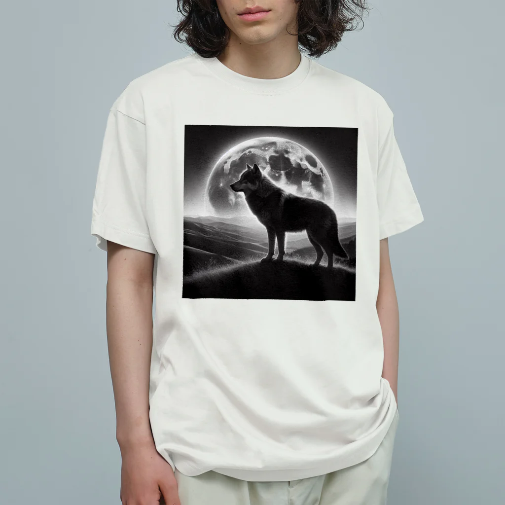 HerosのFull Moon Lonly Wolf オーガニックコットンTシャツ