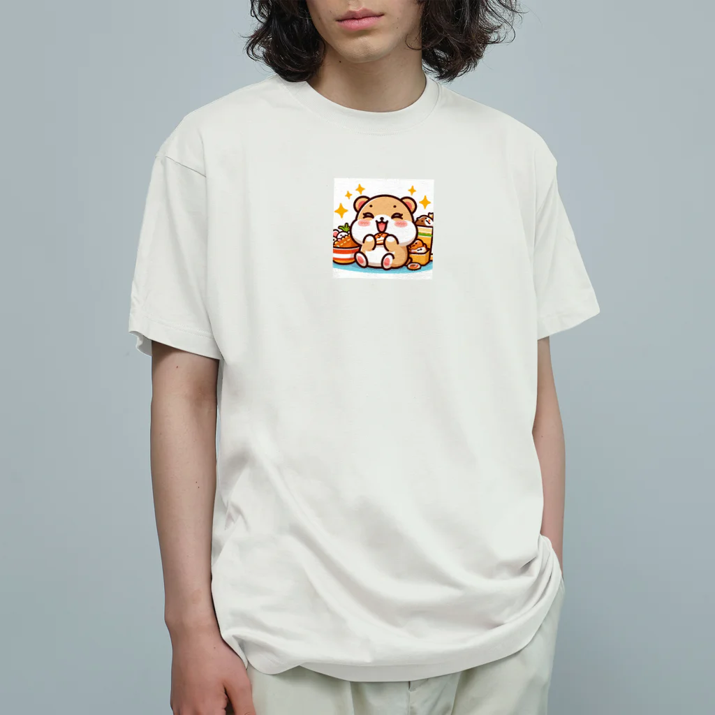 iota01の食欲旺盛なかわいいハムスター オーガニックコットンTシャツ