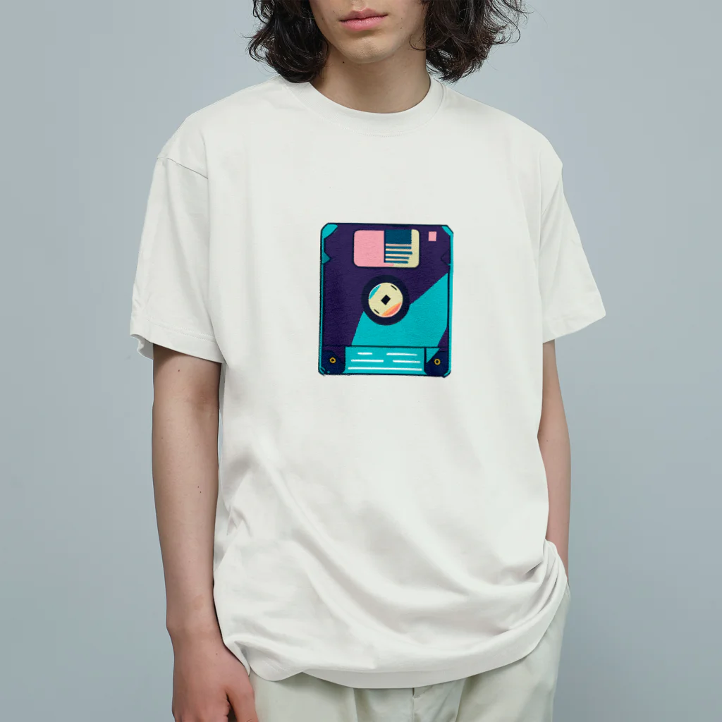 愛着ライフのレトロなネオンフロッピー Organic Cotton T-Shirt