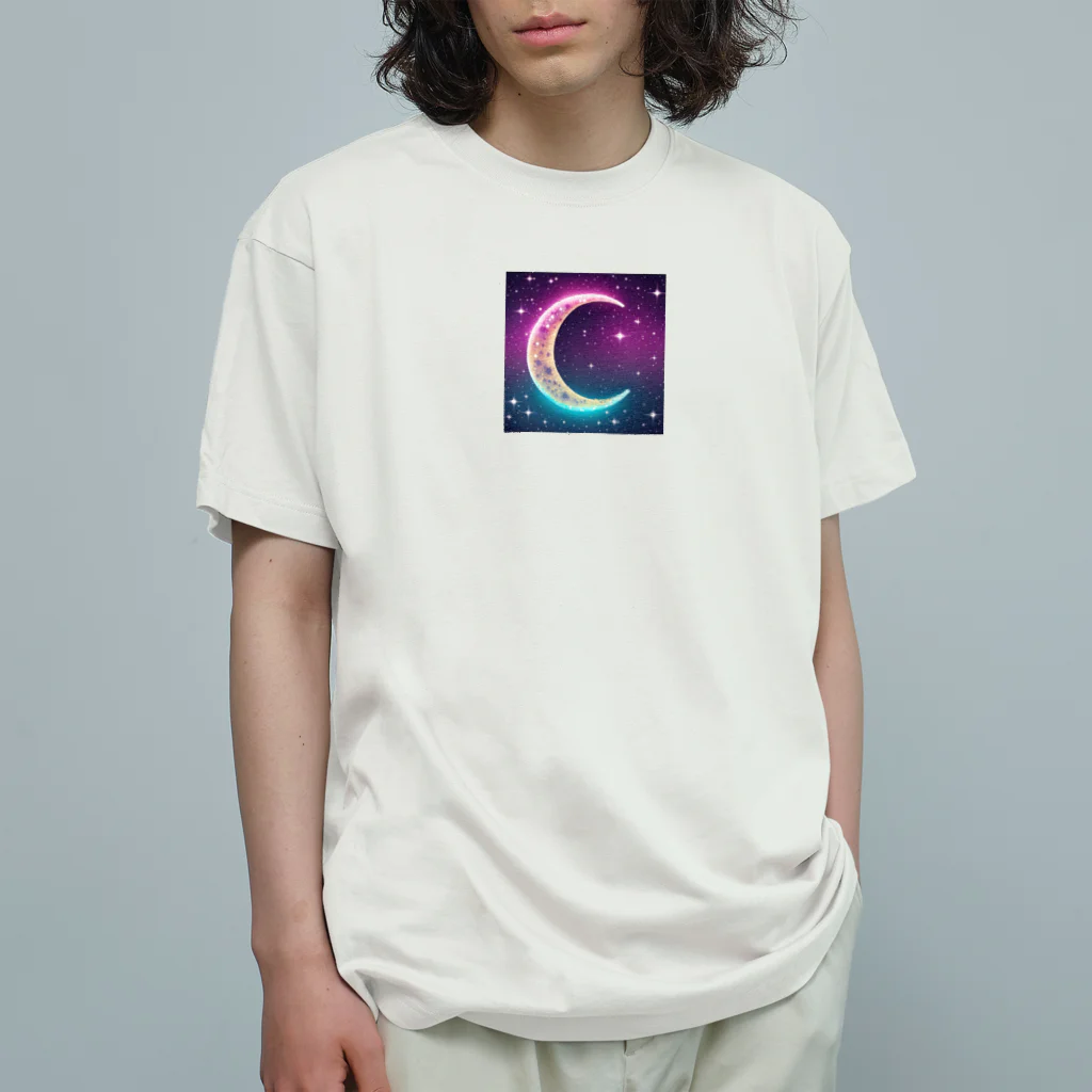 moonlightcatのグラデーションネオンカラームーン オーガニックコットンTシャツ