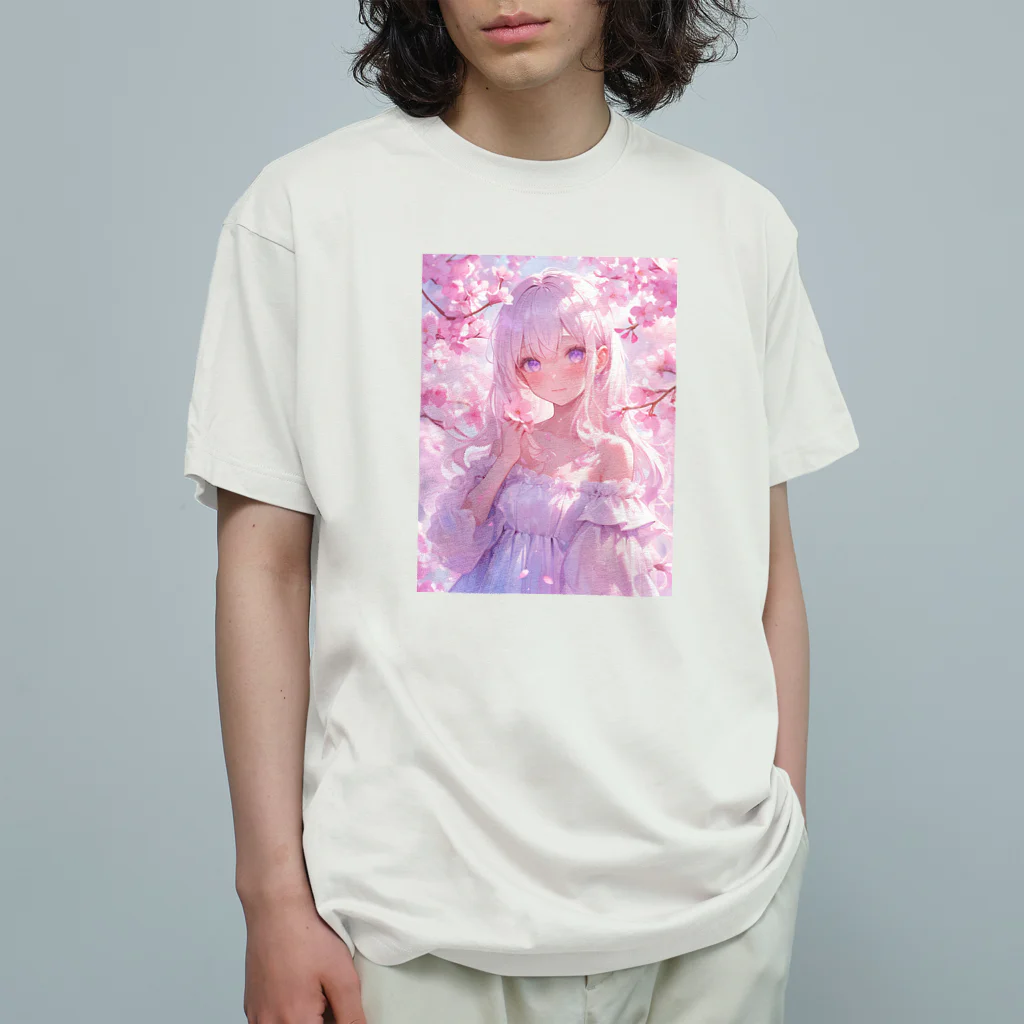 AQUAMETAVERSEの桜の下の少女幸せいっぱい　なでしこ1478 オーガニックコットンTシャツ