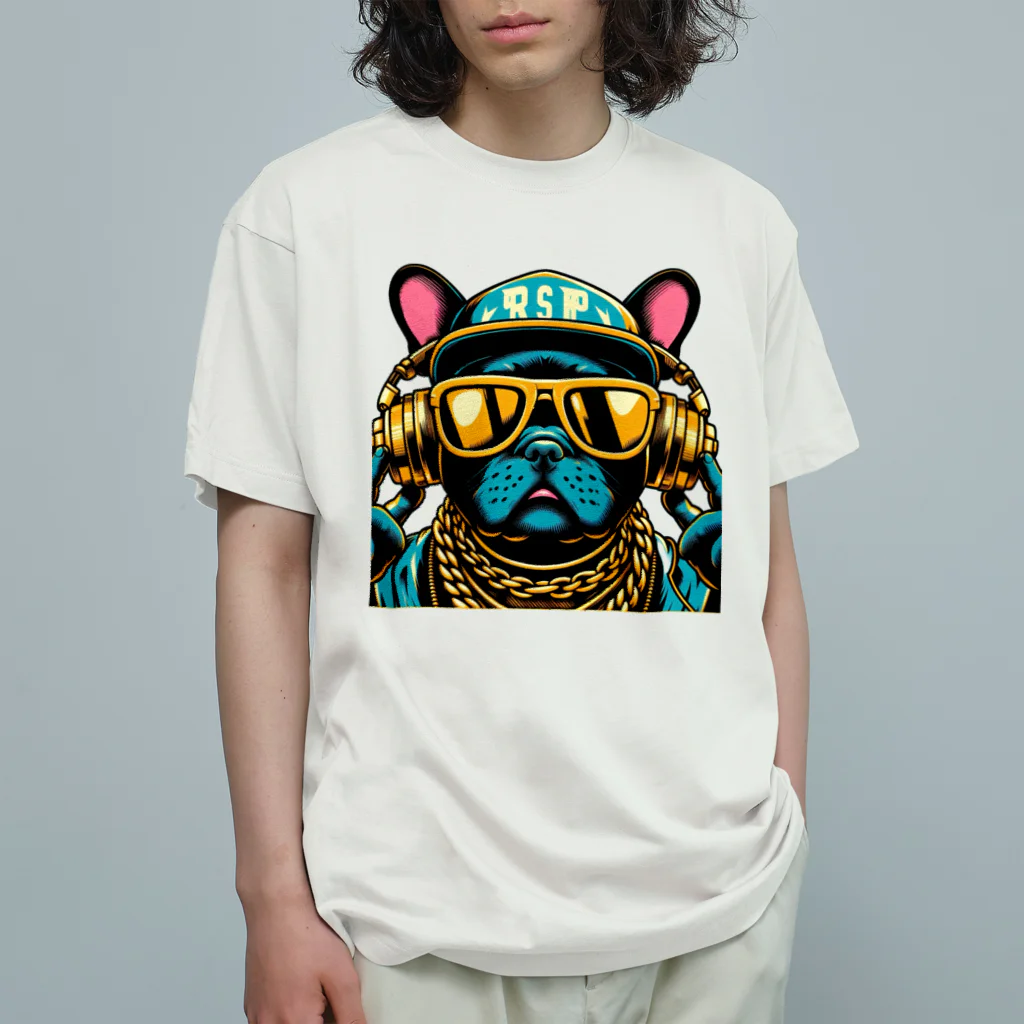 papi&biaのラッパーフレンチブルドッグ オーガニックコットンTシャツ