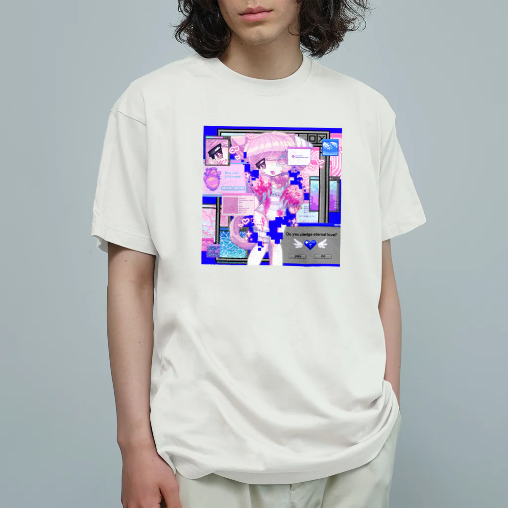 ムラサキゲジゲジのオンラインショップのマカロン ぐちゃぐちゃサイバー オーガニックコットンTシャツ