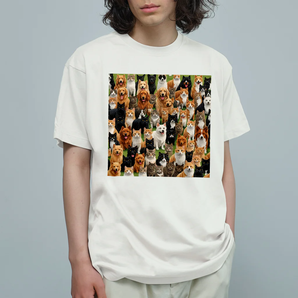 CHIKUSHOの犬と猫 Organic Cotton T-Shirt