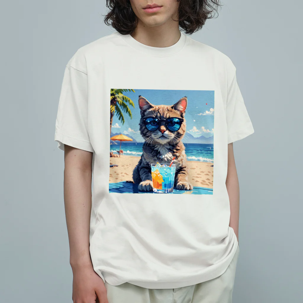 メロンパン猫のイケ猫と過ごす夏 Organic Cotton T-Shirt