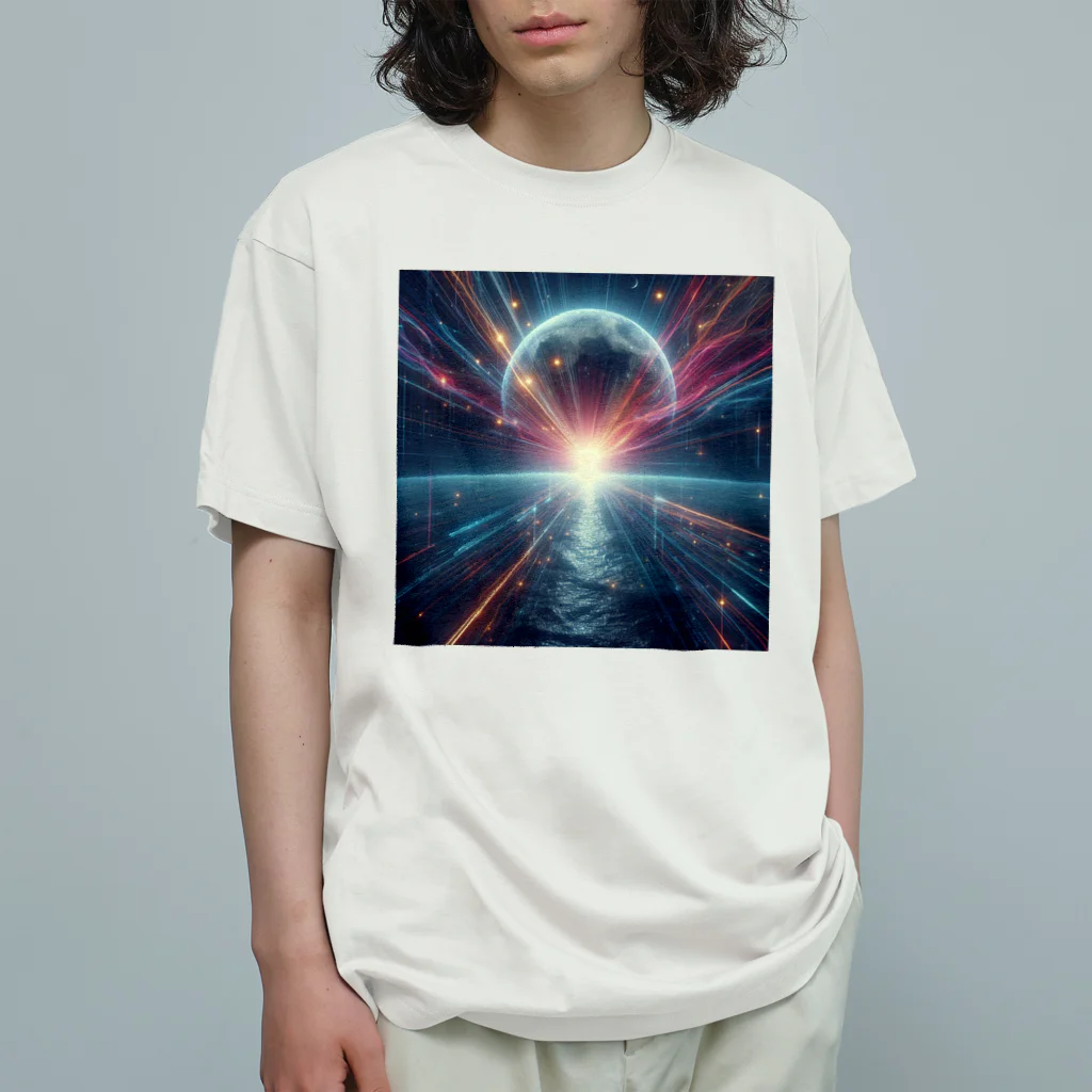 chikokuma76の宇宙の美しい未来を切り開く月の輝き✨ オーガニックコットンTシャツ