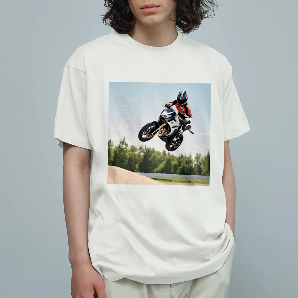 the blue seasonの空中舞踏 - モータースポーツのアドレナリン オーガニックコットンTシャツ