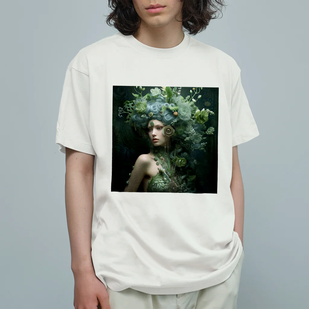 AQUAMETAVERSEのグリーンヘアーフアﾂシﾖン　なでしこ1478 オーガニックコットンTシャツ