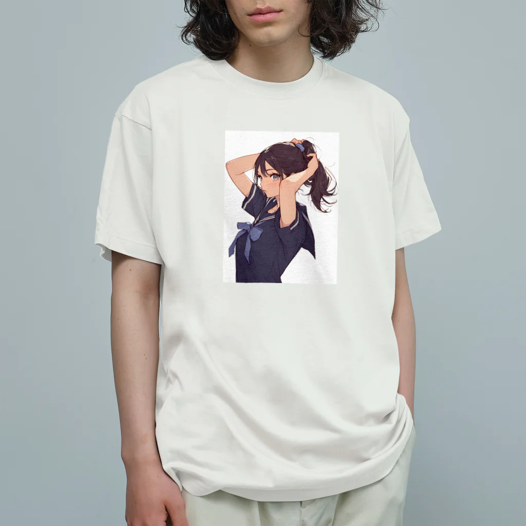 AQUAMETAVERSEのポニーテールがセクシーな女の子　BLUE PLUM  691 Organic Cotton T-Shirt