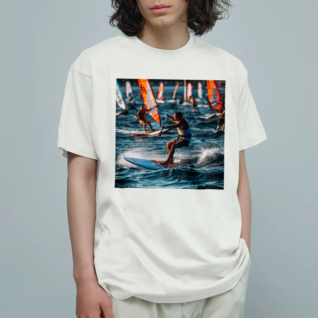 AQUAMETAVERSEのsupとwindsurfingレース　エンジェル717 2065 オーガニックコットンTシャツ