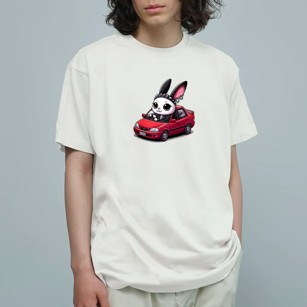 momonekokoのエモいウサギ オーガニックコットンTシャツ