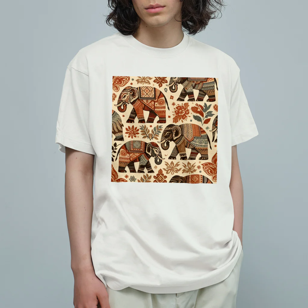 Qten369の石器時代のマンモス Organic Cotton T-Shirt