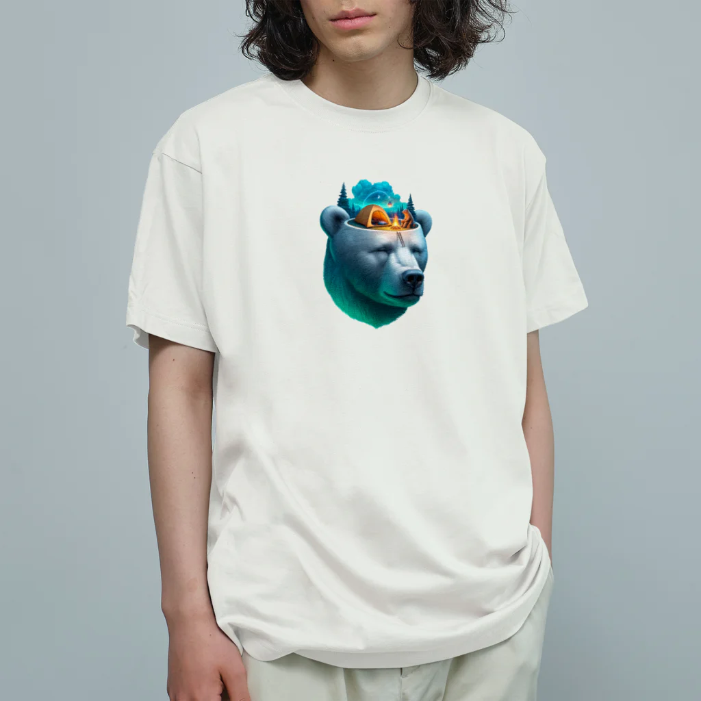 EseCAMPのキャンプ熊シリーズ Organic Cotton T-Shirt