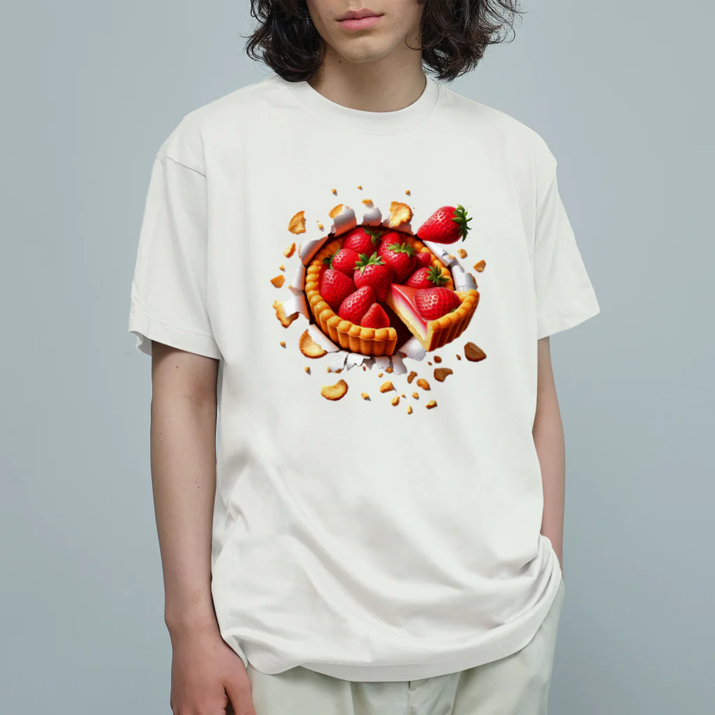 nekotama0224の飛び出すイチゴタルト Organic Cotton T-Shirt