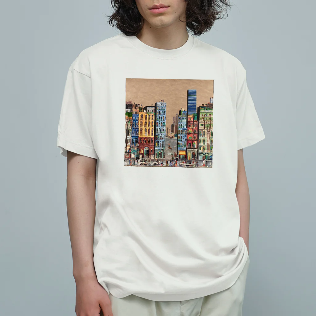 ヲシラリカの油絵　知らない都市の風景　ノスタルジー Organic Cotton T-Shirt