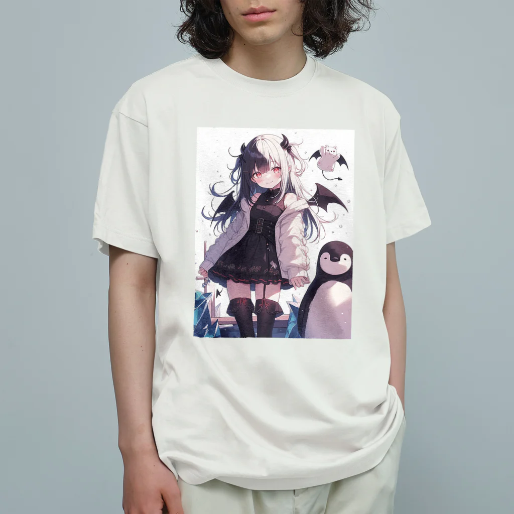 シロクマペンギンの冷極フローズン✕小悪魔ガール Organic Cotton T-Shirt