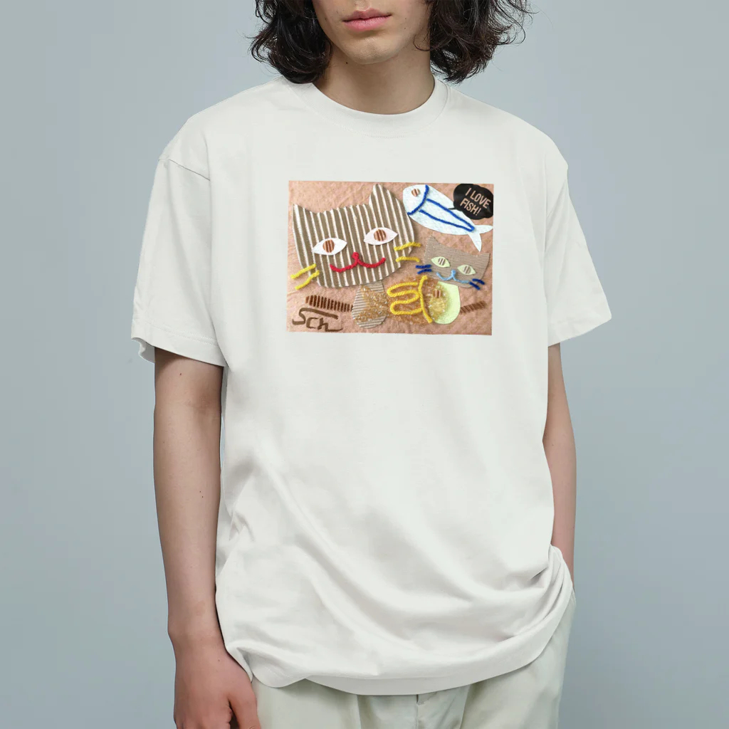 shirocha-nekoclubのくらふとにゃんこ オーガニックコットンTシャツ