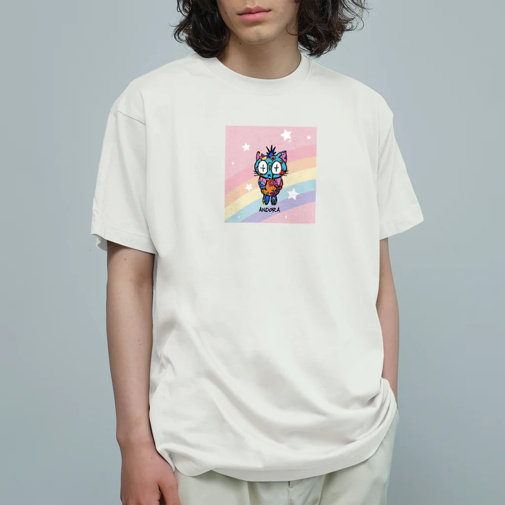 ANDORAの虹色トロピカル オーガニックコットンTシャツ