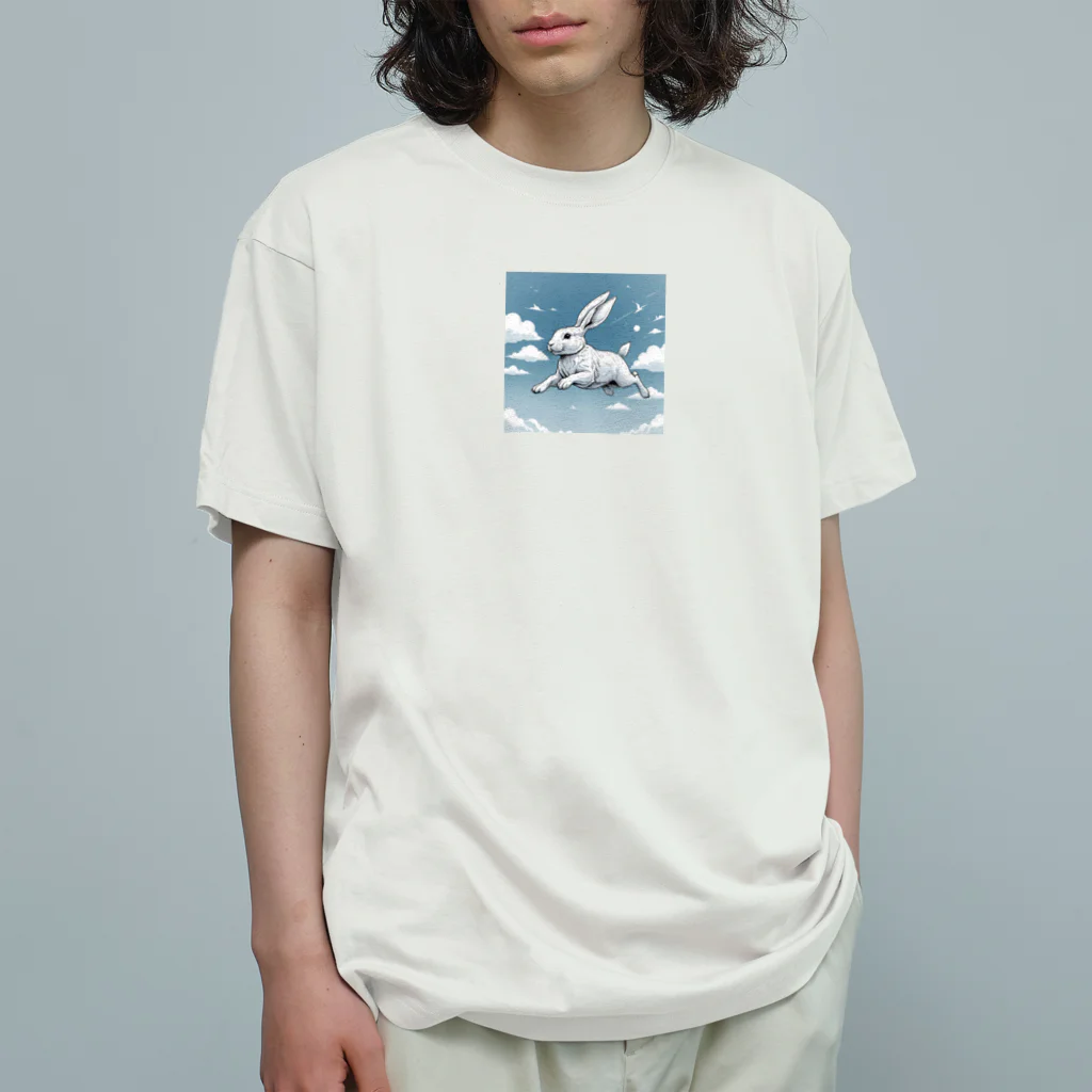 ［TANIYON］の空飛ぶウサギ オーガニックコットンTシャツ