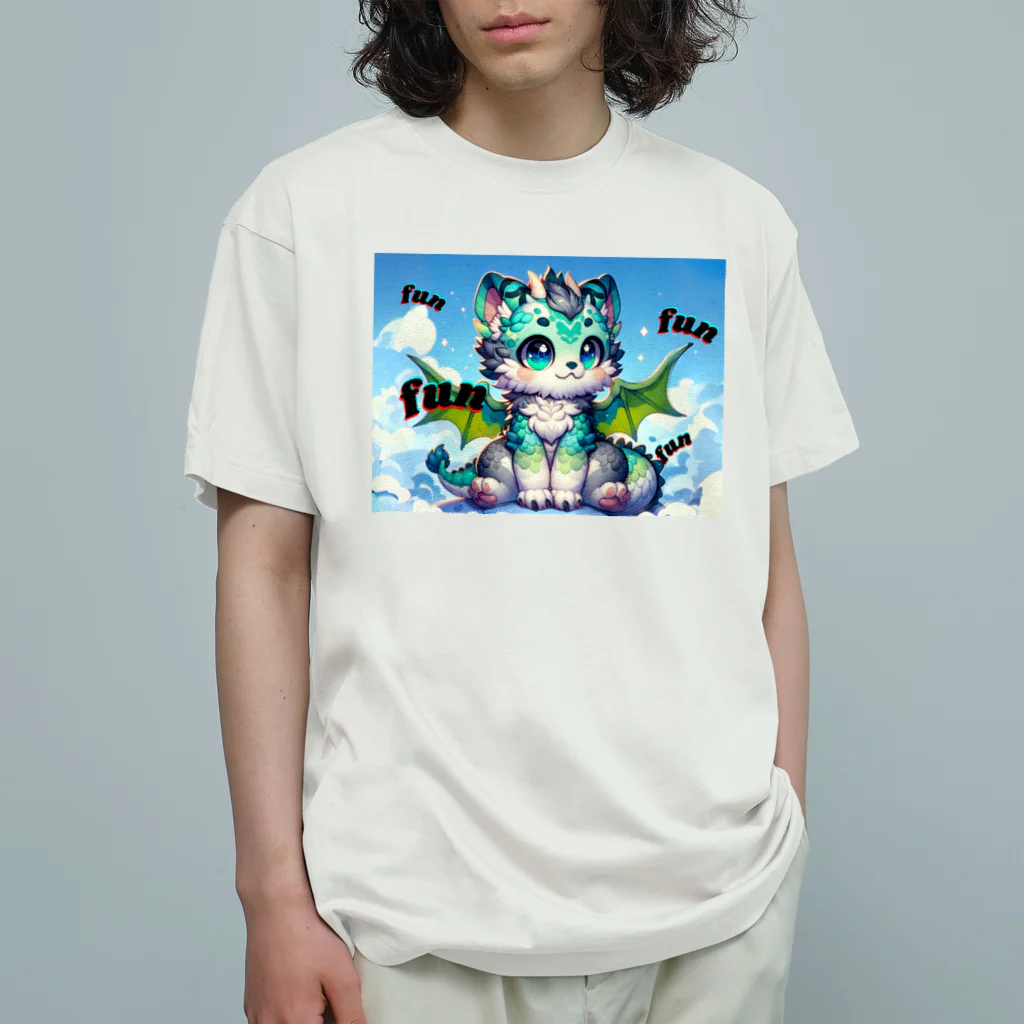 ドラにゃん🐾のグリーンドラニャン  オーガニックコットンTシャツ