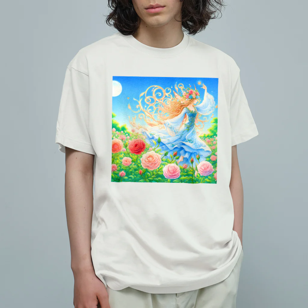 huwari-hanaakariのバラ オーガニックコットンTシャツ