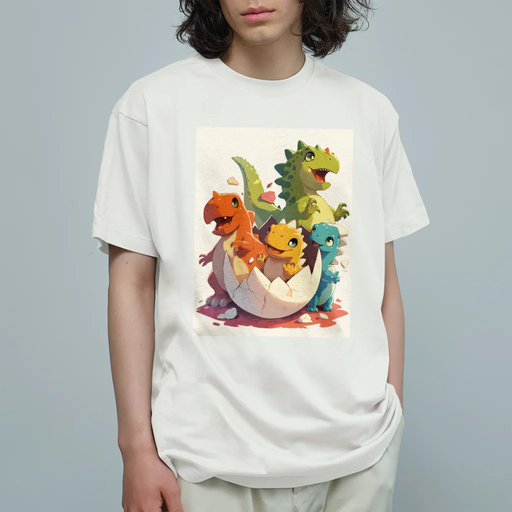 AQUAMETAVERSEの恐竜の誕生喜び　なでしこ1478 オーガニックコットンTシャツ