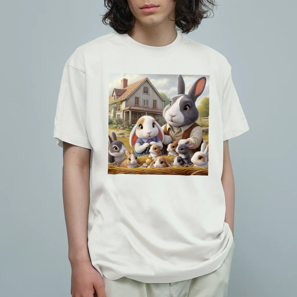 noririnoのウサギの親子 Organic Cotton T-Shirt