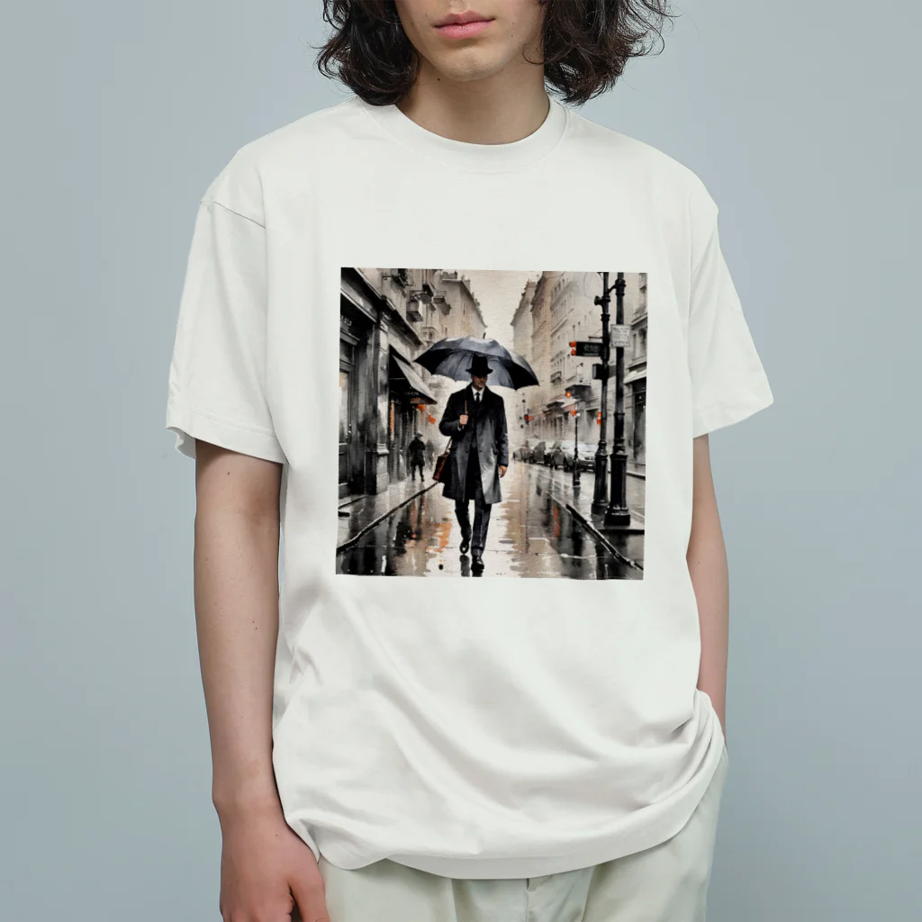 ryouskyの灰色の都会の舗道を歩く紳士 Organic Cotton T-Shirt