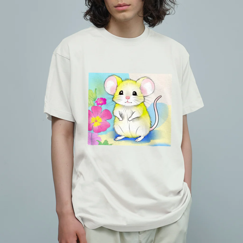 いちごソーダのねずみのスニーキー オーガニックコットンTシャツ