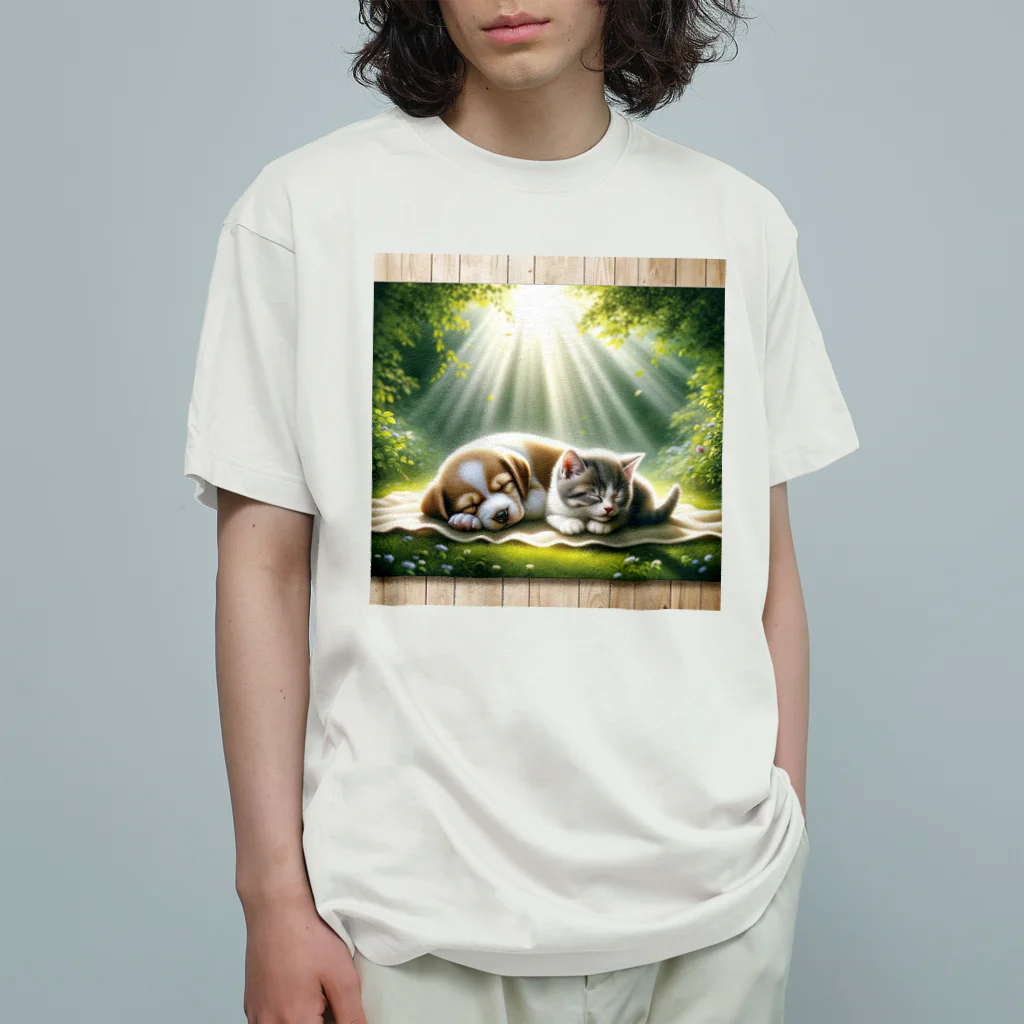 亀蘭タマムシの木漏れ日・すやすや Organic Cotton T-Shirt