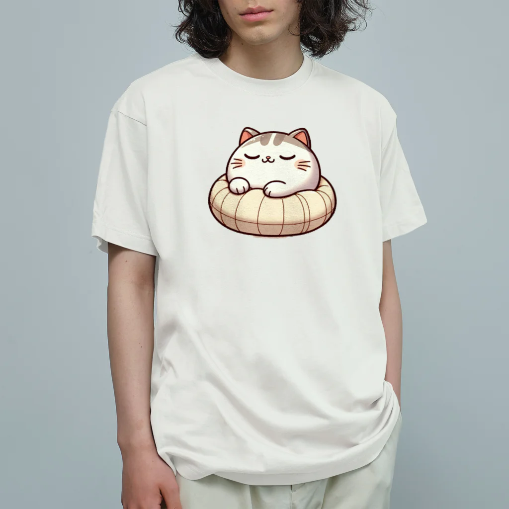 @猫グッズ製作所のかわいい猫の眠りまる Organic Cotton T-Shirt