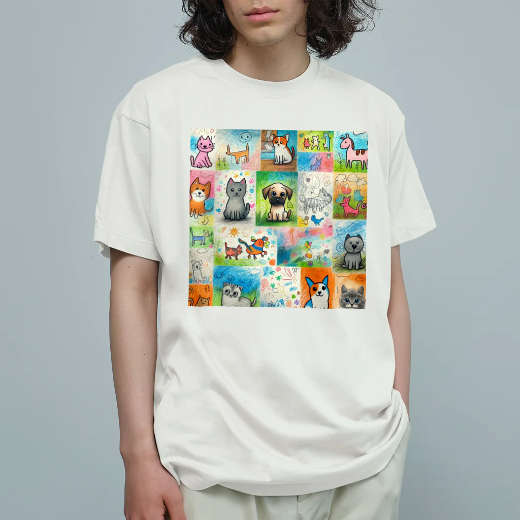 shojisanのワンワン&ネコパラダイス オーガニックコットンTシャツ
