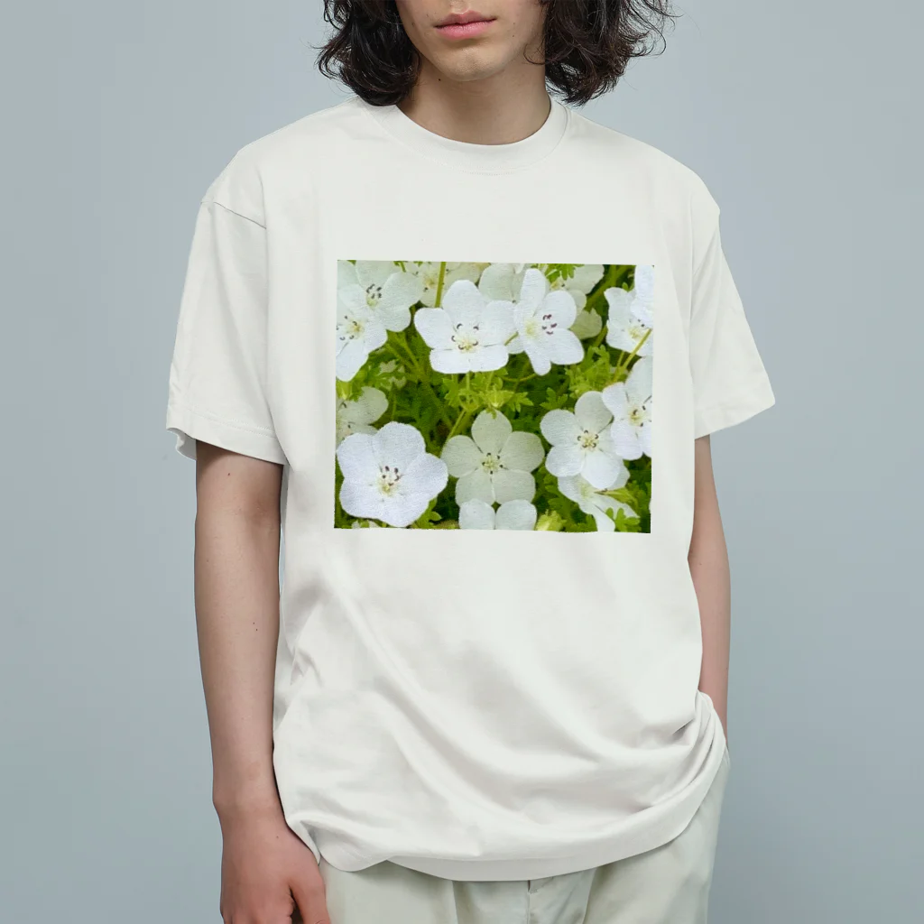 癒しの音楽の森の癒しの白いネモフィラ Organic Cotton T-Shirt